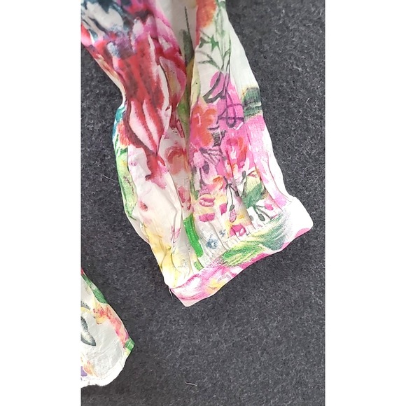 Cyrena M Cold Shoulder Light Top Fairy Beach Coastal Floral - Picture 5 of 11